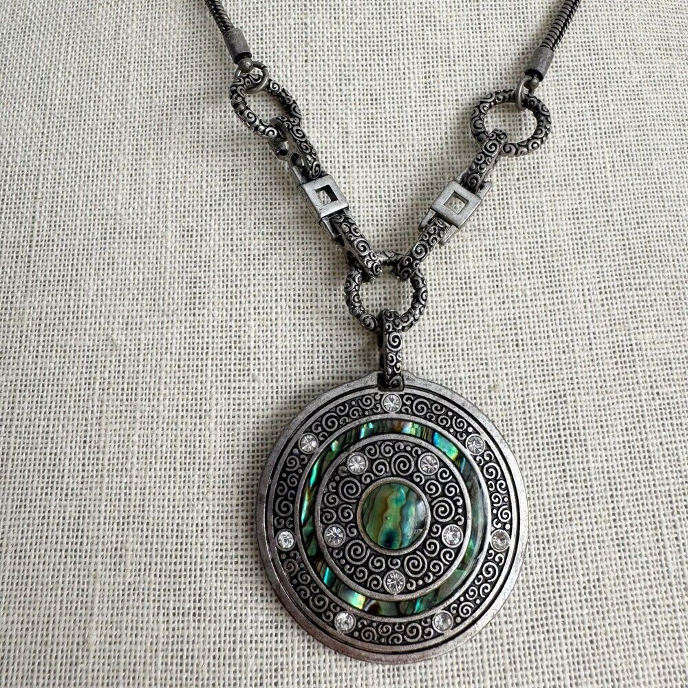 Lia Sophia  DREAM GIRL  Genuine Abalone & Cut Crystals Bohemian Necklace 20-23”